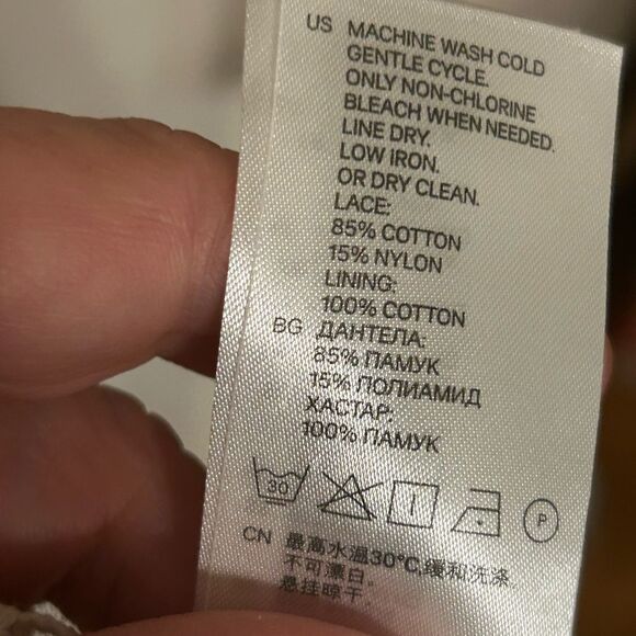 H&M Off white Cotton And Crochet/Lace Sleeveless Dress Size Medium - Picture 5 of 6